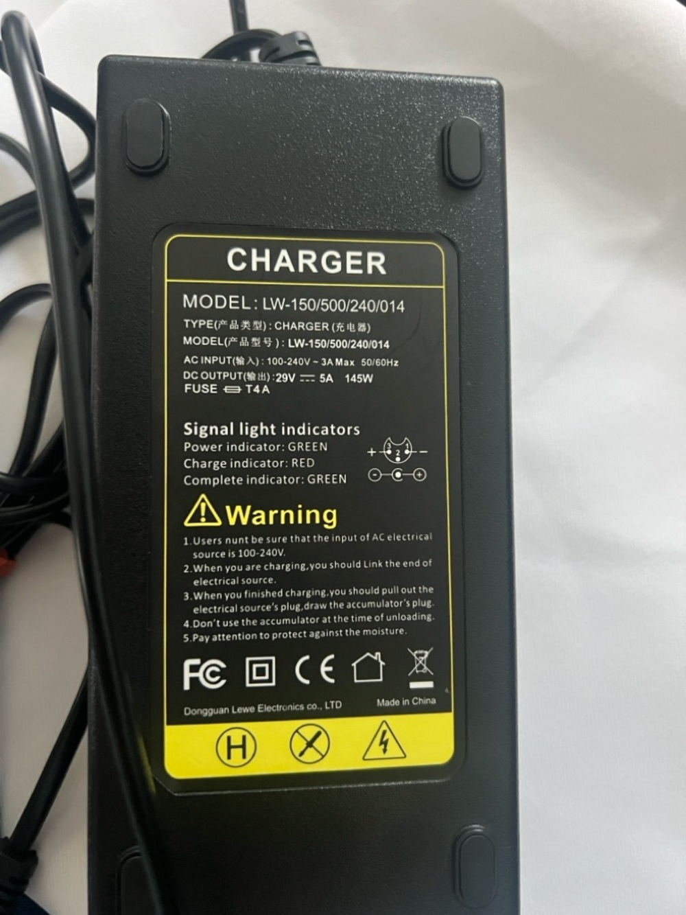 Fast Charger 29V 5A 145W for Mobility Scooters, Bikes and Wheelchairs 3-Pin XLR